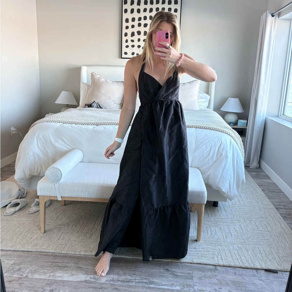 Free people black halter maxi dress